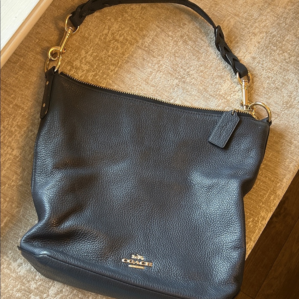 Coach Dark Blue Leather Hobo Bag